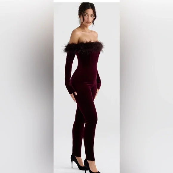 SALIMABLACK CHERRY VELVET JUMPSUIT